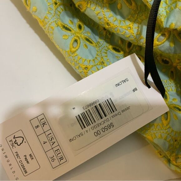 SALONI Jesse Broderie Anglaise Cotton Mini Dress In Green - Picture 10 of 12